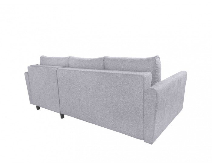 Rohová sedačka s rozkladom Aradena Lux L/P - svetlosivá / koralová / drevo (TX002)