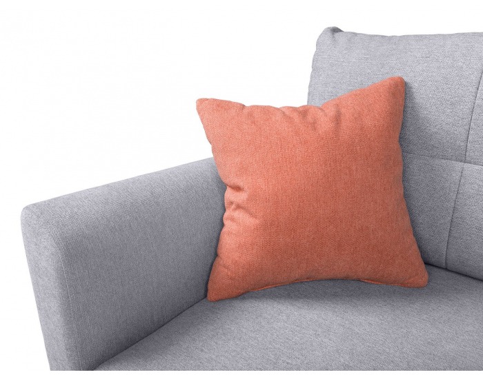 Rohová sedačka s rozkladom Aradena Lux L/P - svetlosivá / koralová / drevo (TX002)