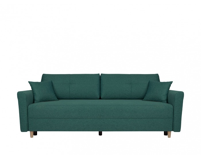 Pohovka s rozkladom a úložným priestorom Aradena Lux - zelená / drevo (TX002)