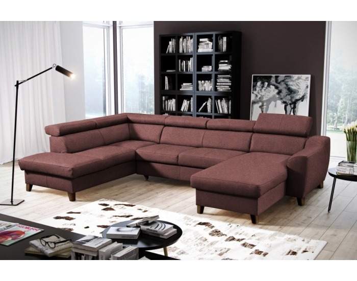 Rohová sedačka U s rozkladom a úložným priestorom Aspen U L - hnedočervená