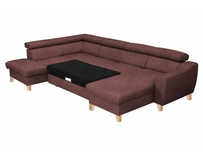 Rohová sedačka U s rozkladom a úložným priestorom Aspen U L - hnedočervená
