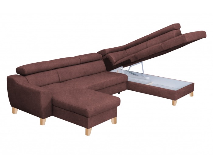 Rohová sedačka U s rozkladom a úložným priestorom Aspen U P - hnedočervená