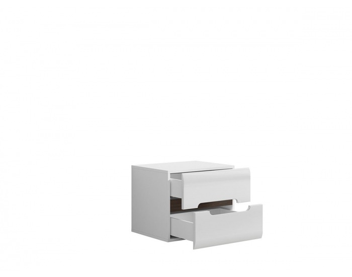 Nočný stolík Azteca KOM2S/4/5 - biela / biely lesk / wenge magia