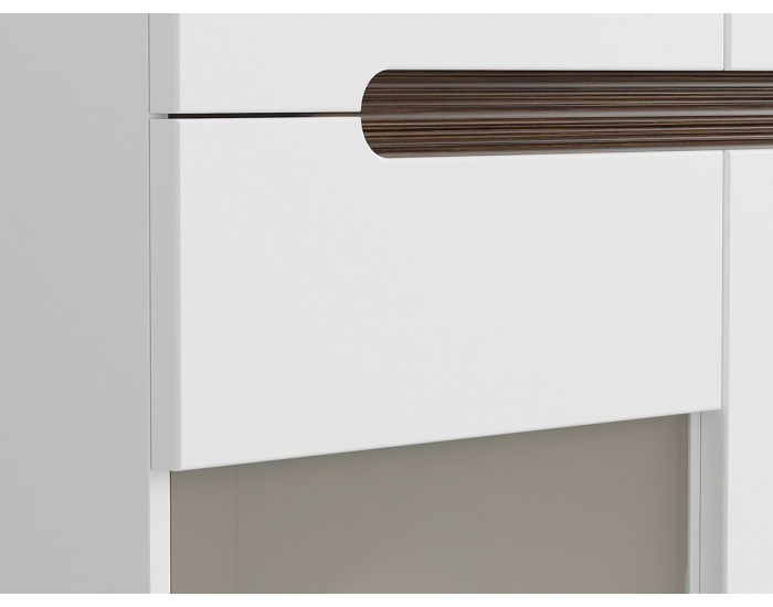 Vitrína s osvetlením Azteca KOM2W1D3S/10/15 - biela / biely lesk / wenge magia