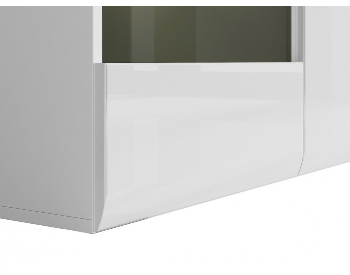 Vitrína s osvetlením Azteca KOM2W1D3S/10/15 - biela / biely lesk / wenge magia