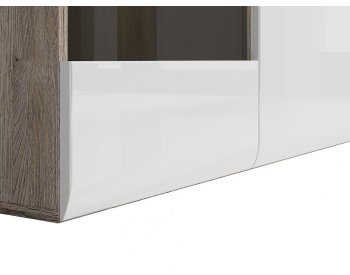 Vitrína s osvetlením Azteca KOM2W1D3S/10/15 - dub san remo / biely lesk / wenge magia