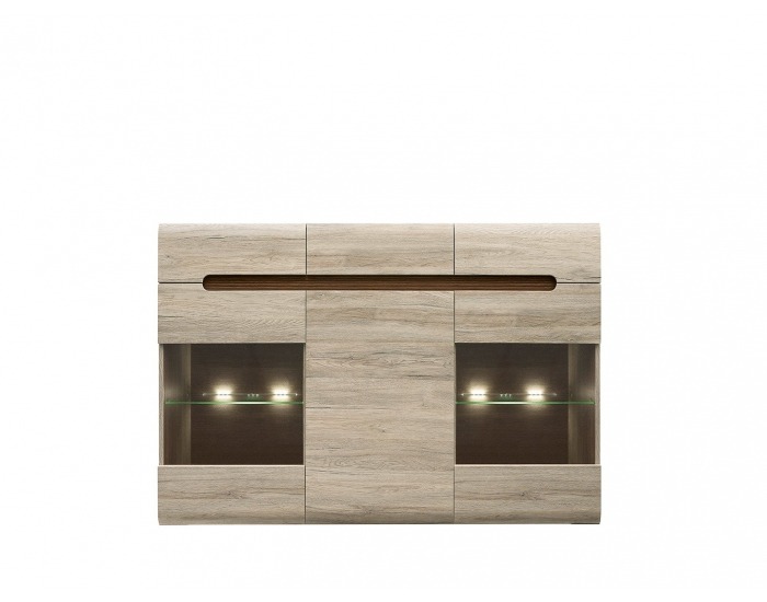 Vitrína s osvetlením Azteca KOM2W1D3S/10/15 - dub san remo / wenge magia