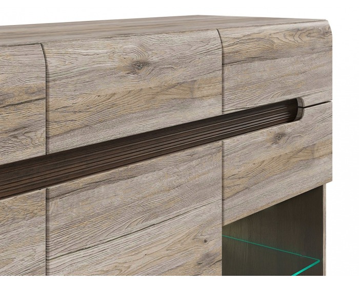 Vitrína s osvetlením Azteca KOM2W1D3S/10/15 - dub san remo / wenge magia