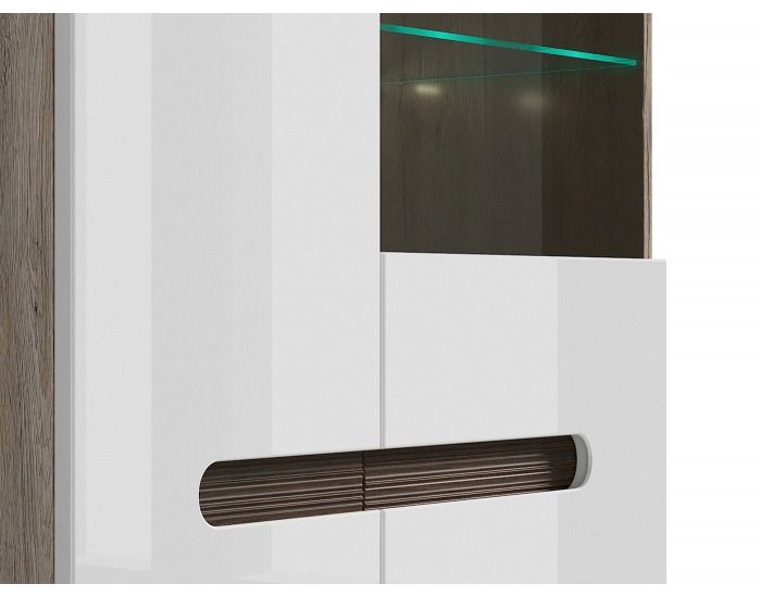 Vitrína s osvetlením Azteca REG1W1D/14/9 - dub san remo / biely lesk / wenge magia