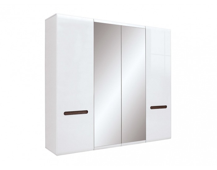 Šatníková skriňa so zrkadlom Azteca SZF2D2L/21/22 - biela / biely lesk / wenge magia