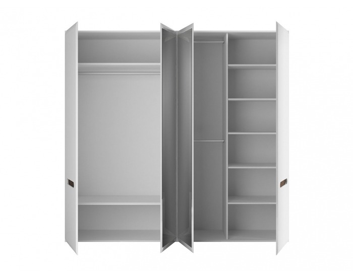 Šatníková skriňa so zrkadlom Azteca SZF2D2L/21/22 - biela / biely lesk / wenge magia