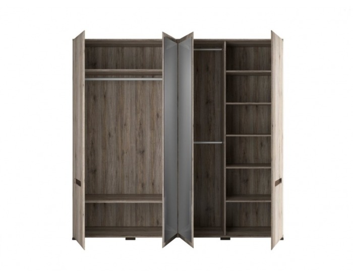 Šatníková skriňa so zrkadlom Azteca SZF2D2L/21/22 - dub san remo / wenge magia