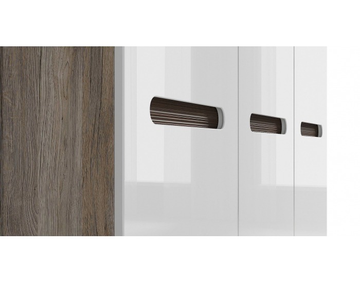 Šatníková skriňa Azteca SZF3D/21/18 - dub san remo / biely lesk / wenge magia