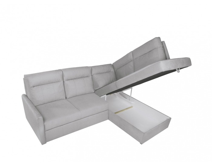 Rohová sedačka s rozkladom a úložným priestorom Barlo P - svetlosivá