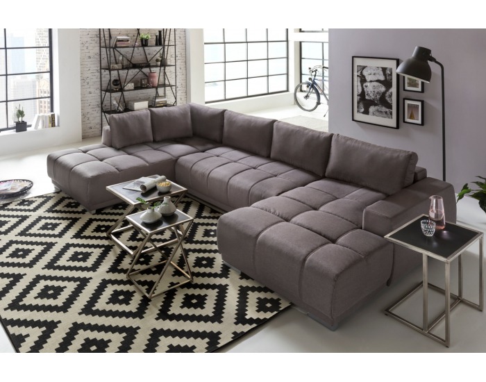 Rohová sedačka U s rozkladom a úložným priestorom Bolero U L - hnedá