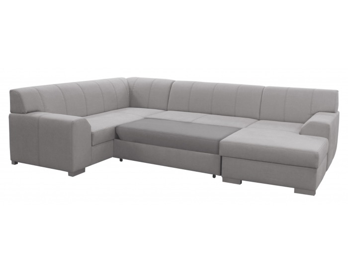 Rohová sedačka U s rozkladom Bolzano-U L - béžovosivá / satyna