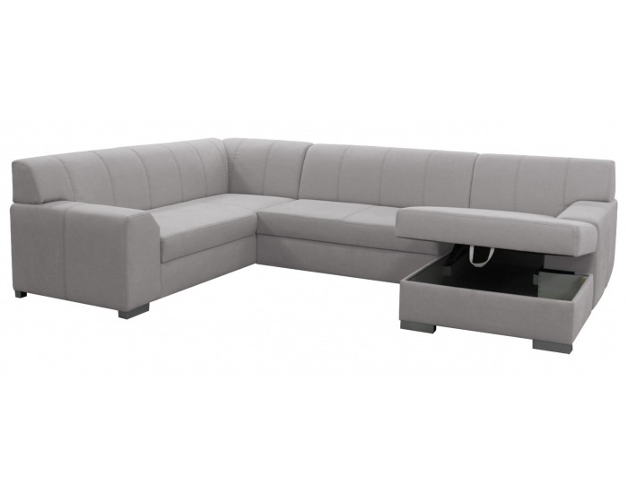 Rohová sedačka U s rozkladom Bolzano-U L - béžovosivá / satyna