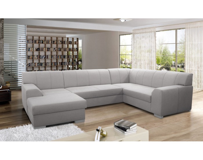 Rohová sedačka U s rozkladom Bolzano-U P - béžovosivá / satyna