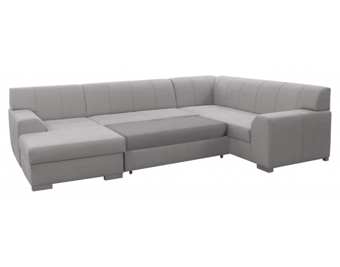 Rohová sedačka U s rozkladom Bolzano-U P - béžovosivá / satyna