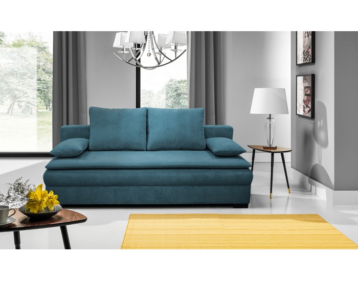 Pohovka s rozkladom a úložným priestorom Book - tyrkysová / čierna