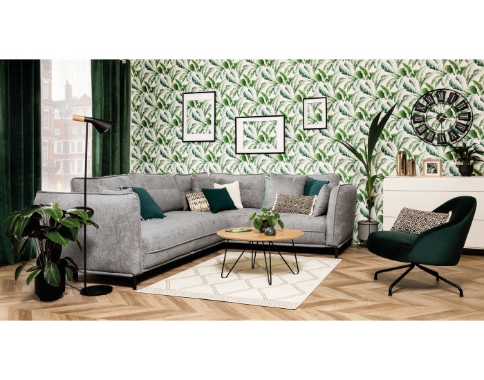 Rohová sedačka s rozkladom a úložným priestorom Borden Lux P - sivá