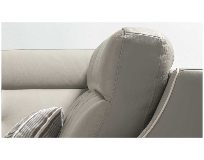 Kožená rohová sedačka s rozkladom Camomilla P - sivá / čierna