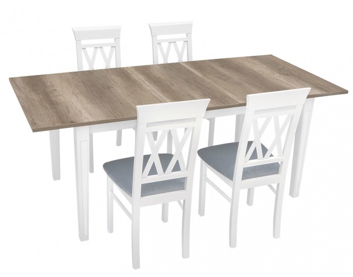 Jedálenská stolička Cannet - biela / sivá