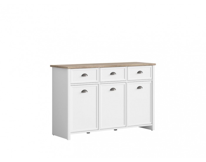 Komoda Cannet KOM3D3S - biela / dub canyon monument / biela matná