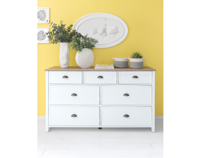 Komoda Cannet KOM7S - biela / dub canyon monument / biela matná