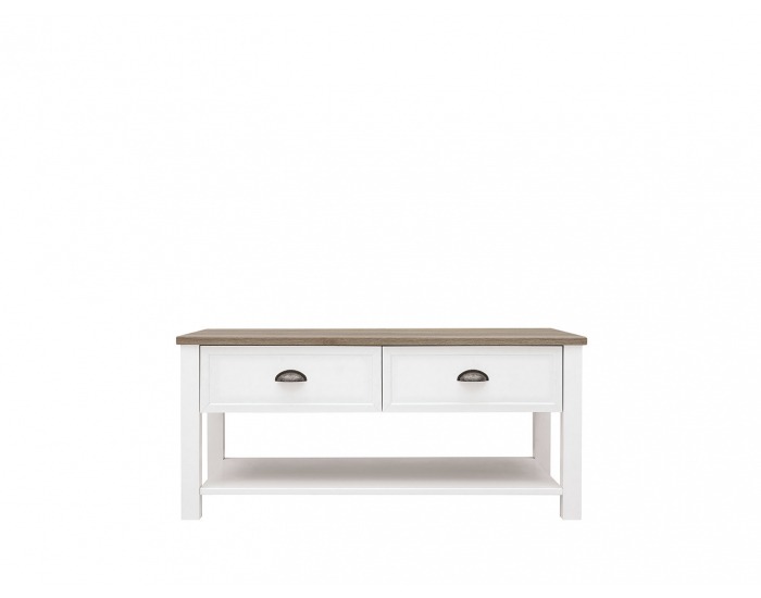 Konferenčný stolík so zásuvkami Cannet LAW/110 - biela / dub canyon monument / biela matná