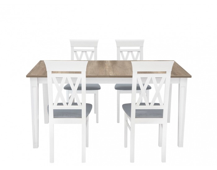 Rozkladací jedálenský stôl Cannet - biela / dub canyon monument