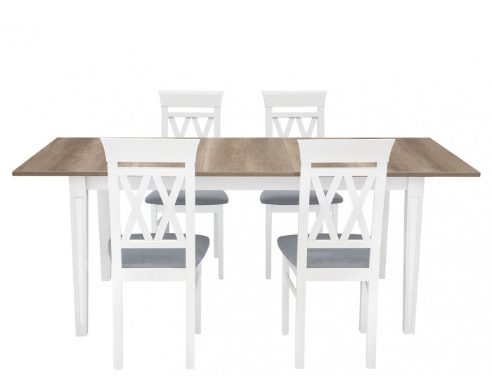 Rozkladací jedálenský stôl Cannet - biela / dub canyon monument