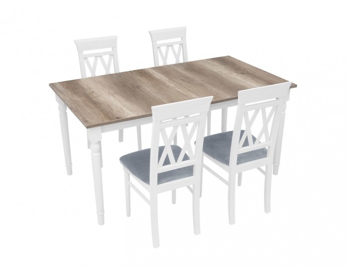 Rozkladací jedálenský stôl Cannet-T - biela / dub canyon monument