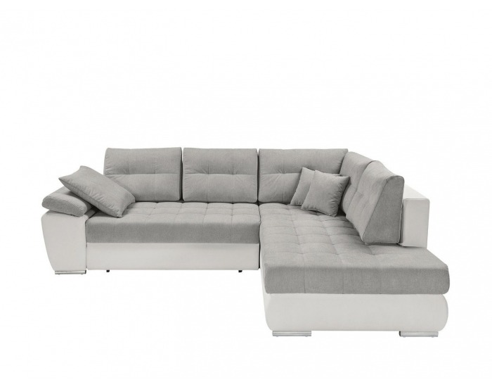 Rohová sedačka s rozkladom Carl II Lux P - svetlosivá / biela