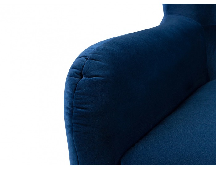 Kreslo (ušiak) Casey - tmavomodrá / drevo (TX023)