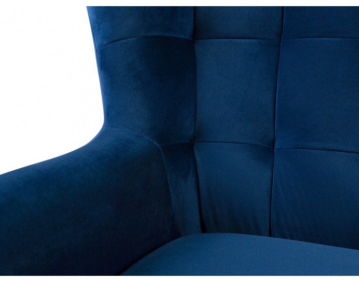 Kreslo (ušiak) Casey - tmavomodrá / drevo (TX023)