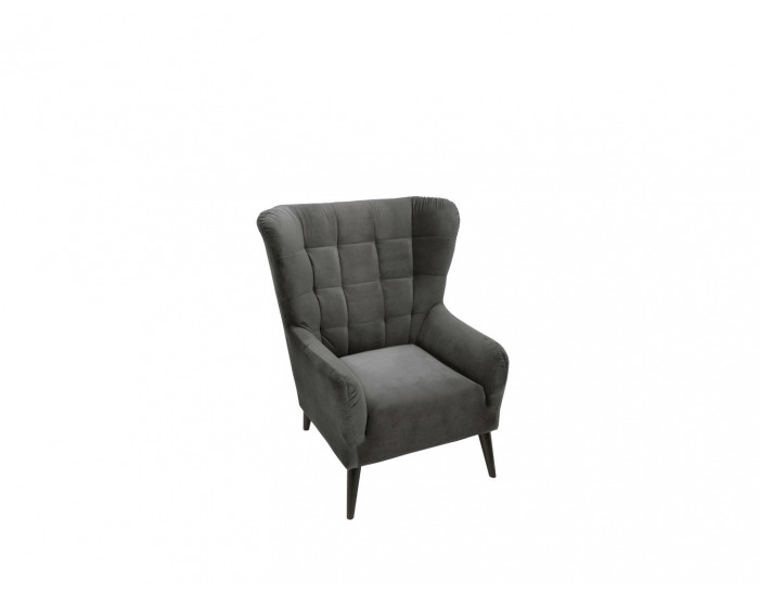 Kreslo (ušiak) Casey - tmavosivá / drevo (TX023)