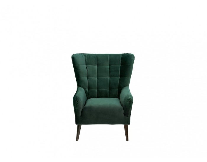 Kreslo (ušiak) Casey - tmavozelená / drevo (TX023)