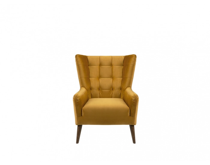 Kreslo (ušiak) Casey - žltá / drevo (TX061)