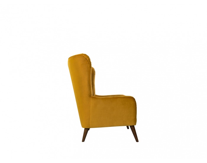 Kreslo (ušiak) Casey - žltá / drevo (TX061)