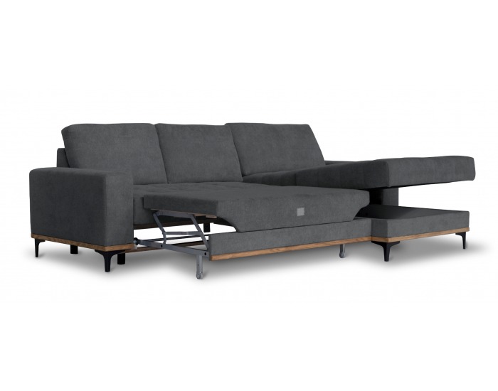 Rohová sedačka s rozkladom a úložným priestorom Casper L/P - béžová / prírodná / čierna