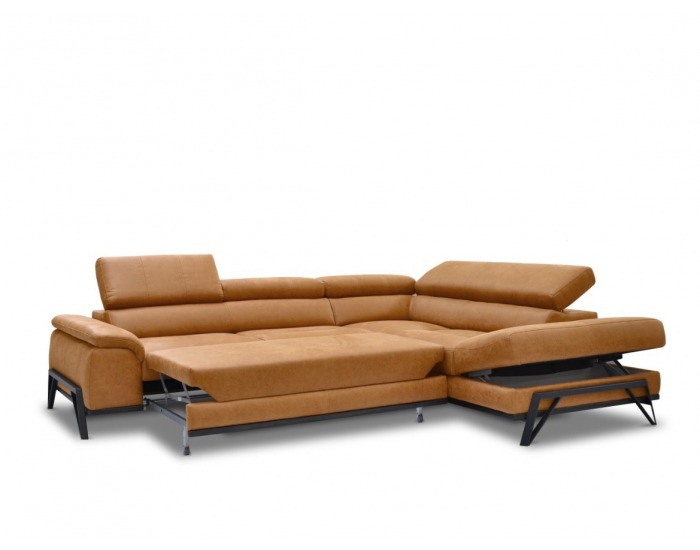 Rohová sedačka s rozkladom a úložným priestorom Cayman P - oranžová / čierna