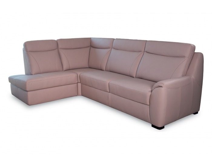 Kožená rohová sedačka s rozkladom Clivia L - ružová