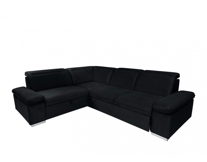 Rohová sedačka s rozkladom a úložným priestorom Darby L - čierna