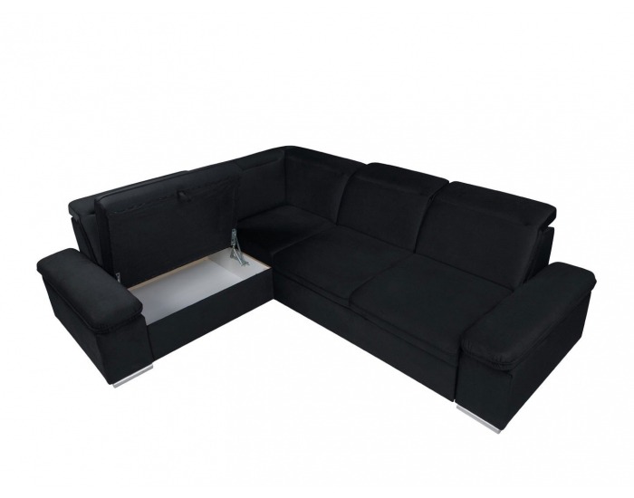 Rohová sedačka s rozkladom a úložným priestorom Darby L - čierna