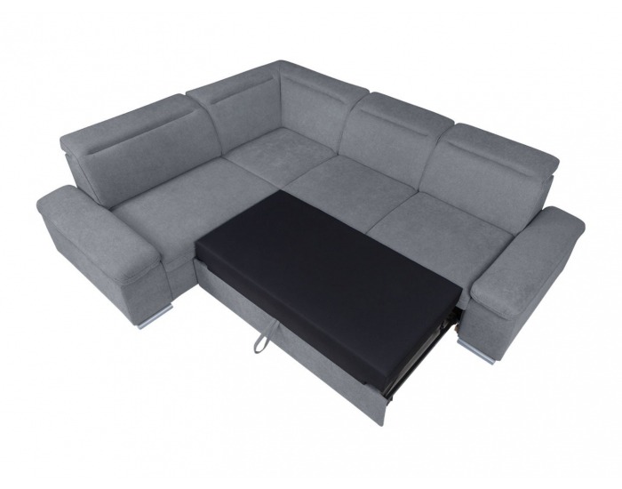 Rohová sedačka s rozkladom a úložným priestorom Darby L - sivá