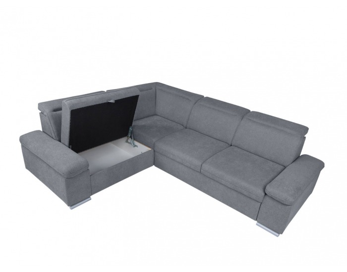 Rohová sedačka s rozkladom a úložným priestorom Darby L - sivá