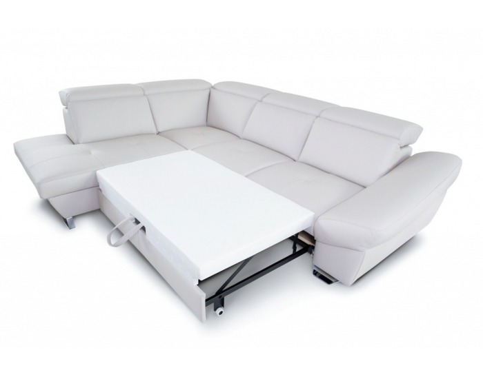 Rohová sedačka s rozkladom a úložným priestorom Denver L - sivá / chróm