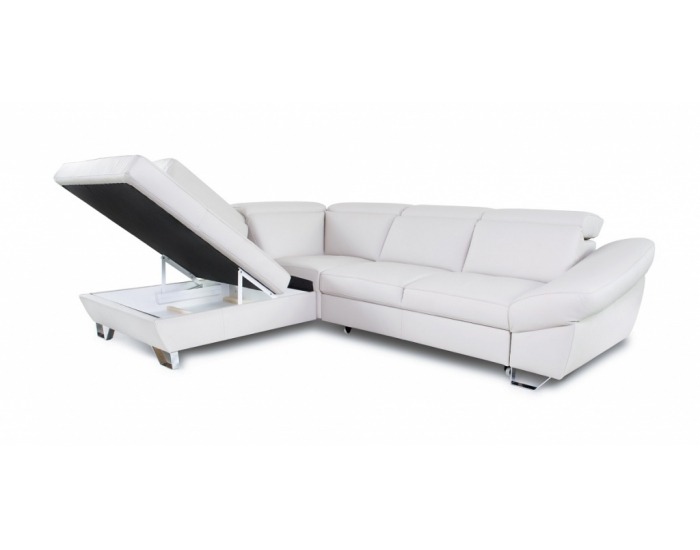 Rohová sedačka s rozkladom a úložným priestorom Denver L - sivá / chróm