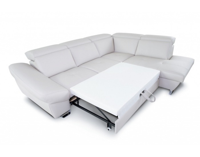 Rohová sedačka s rozkladom a úložným priestorom Denver P - sivá / chróm